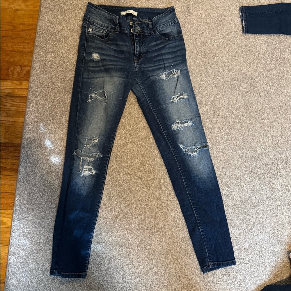 KanCan Blue Skinny Distressed Jeans